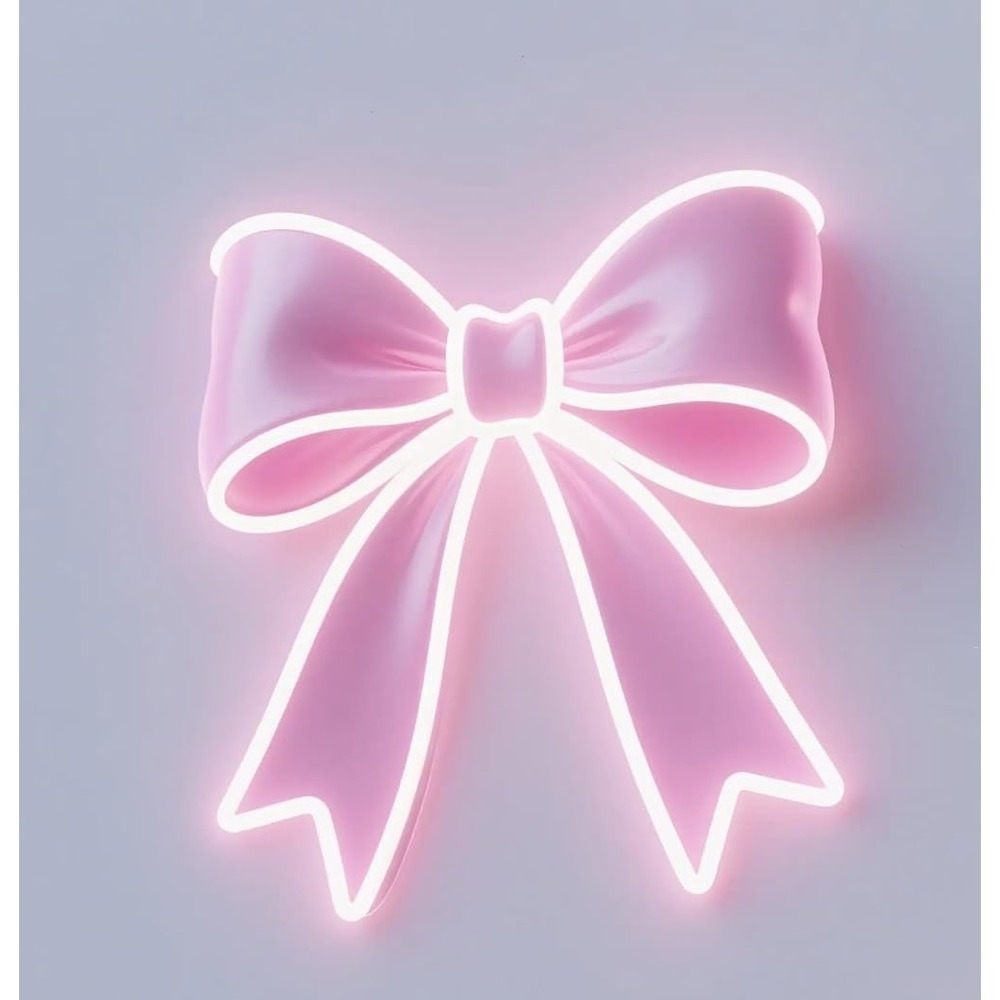 NWT Pink Bow LED Neon Light USB Wall Sign Coquette Room Decor Pink